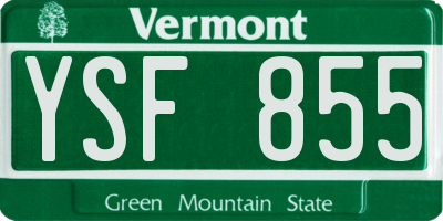 VT license plate YSF855