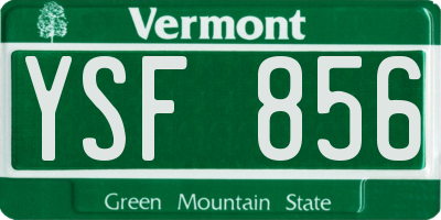 VT license plate YSF856