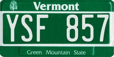 VT license plate YSF857