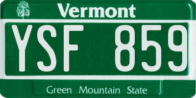 VT license plate YSF859