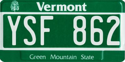 VT license plate YSF862