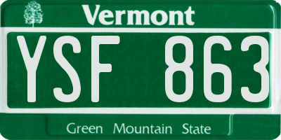 VT license plate YSF863