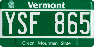 VT license plate YSF865