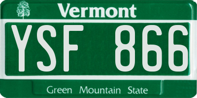 VT license plate YSF866