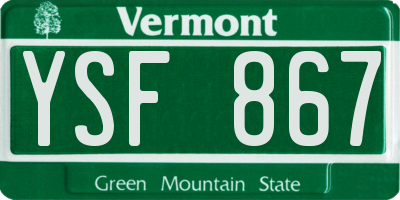 VT license plate YSF867