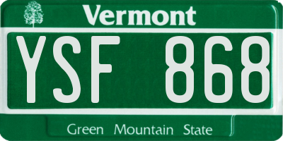 VT license plate YSF868