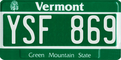 VT license plate YSF869