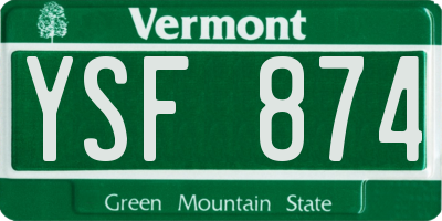 VT license plate YSF874