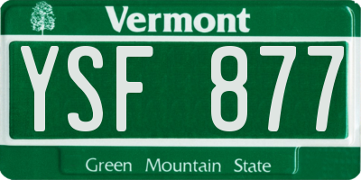 VT license plate YSF877