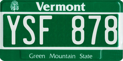 VT license plate YSF878