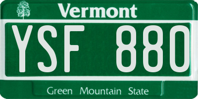 VT license plate YSF880