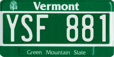 VT license plate YSF881