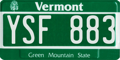 VT license plate YSF883