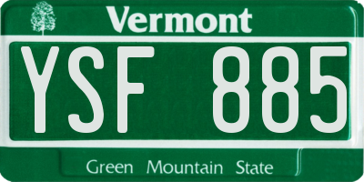 VT license plate YSF885