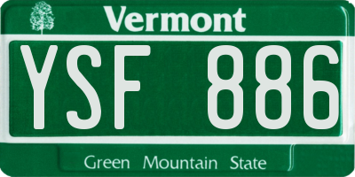 VT license plate YSF886