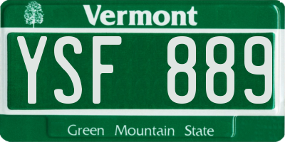 VT license plate YSF889