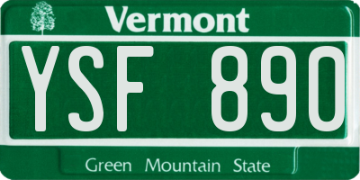 VT license plate YSF890