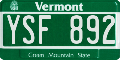 VT license plate YSF892