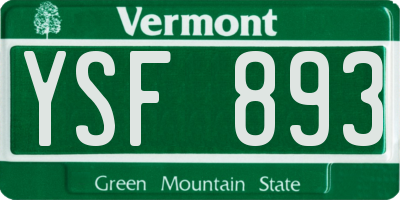 VT license plate YSF893