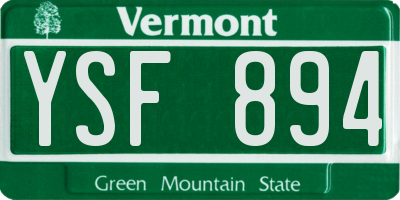 VT license plate YSF894