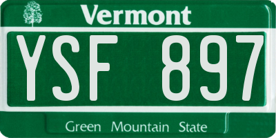 VT license plate YSF897