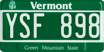 VT license plate YSF898
