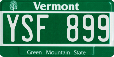 VT license plate YSF899