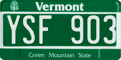 VT license plate YSF903