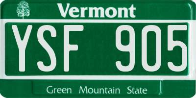 VT license plate YSF905