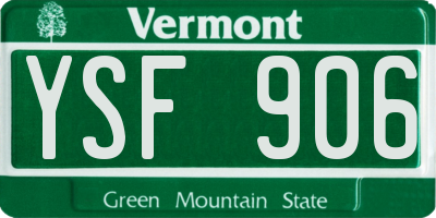 VT license plate YSF906