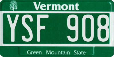 VT license plate YSF908