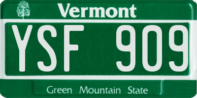 VT license plate YSF909
