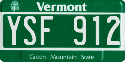 VT license plate YSF912