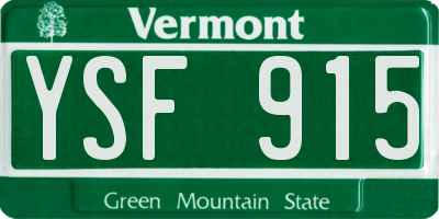 VT license plate YSF915