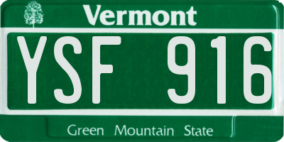 VT license plate YSF916