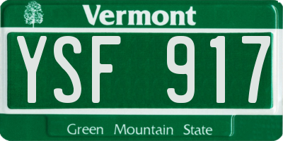 VT license plate YSF917