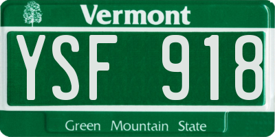 VT license plate YSF918