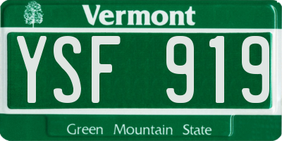 VT license plate YSF919