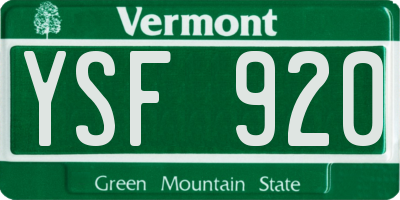 VT license plate YSF920