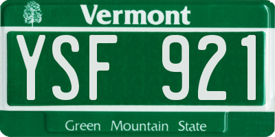 VT license plate YSF921