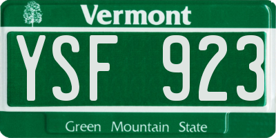 VT license plate YSF923