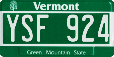 VT license plate YSF924