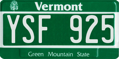 VT license plate YSF925