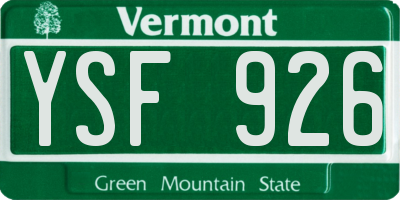 VT license plate YSF926