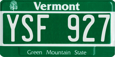 VT license plate YSF927