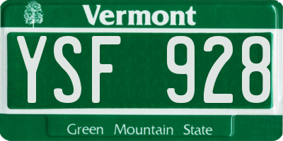 VT license plate YSF928