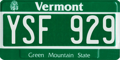 VT license plate YSF929