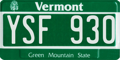 VT license plate YSF930