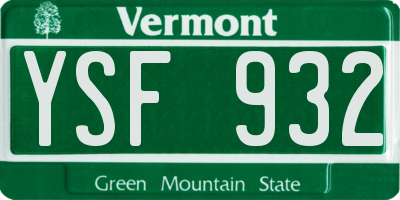 VT license plate YSF932