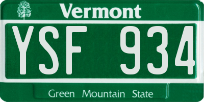 VT license plate YSF934